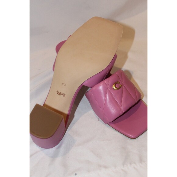 Coach Women's Holly Leather Block Heel Platform Sandals Pink NIB SZ 9.5 - Picture 6 of 6